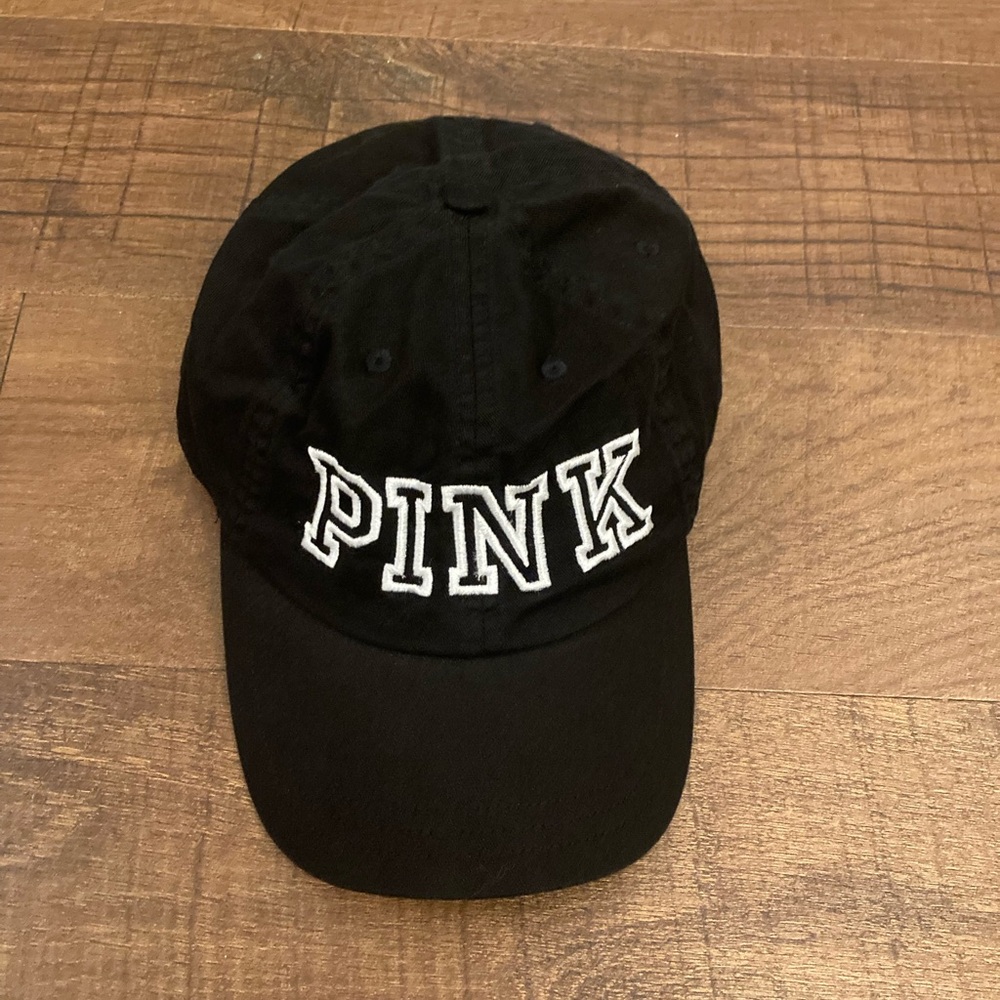 PINK Victoria's Secret Black Hat Baseball Cap w/ ‘PINK’ White Embroidered Logo